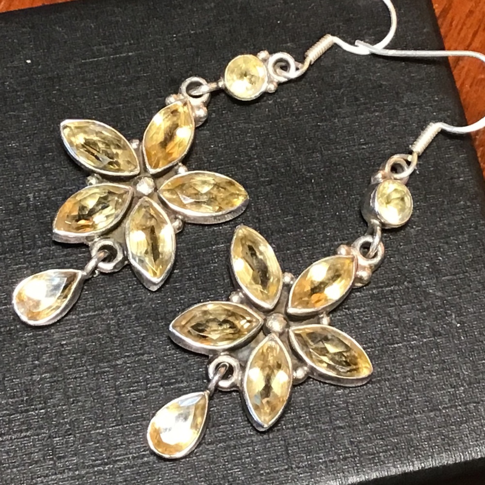 Citrine gem earrings 925